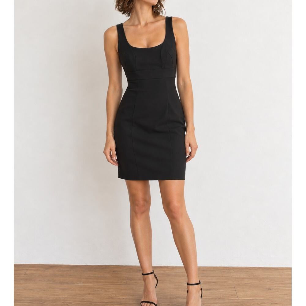 Alvin Valley Women’s Black Wool Blend Sheath Dress Size 8/40 Made in USA LBD